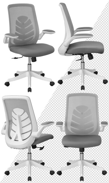PSD office computer chair interior element isolated from the background from different angles