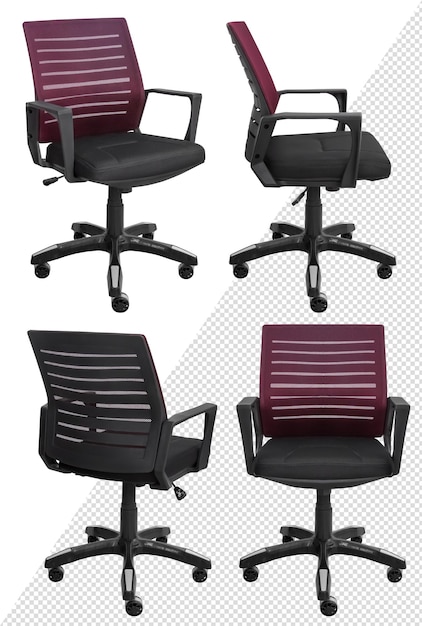 Office computer chair, with a mesh back. isolated from the background. view from different sides