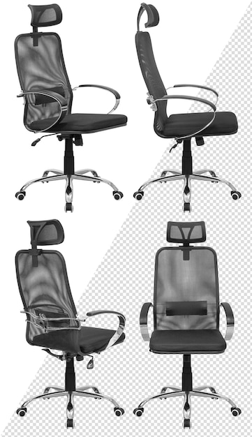 Office computer chair, with a mesh back. isolated from the background. view from different sides