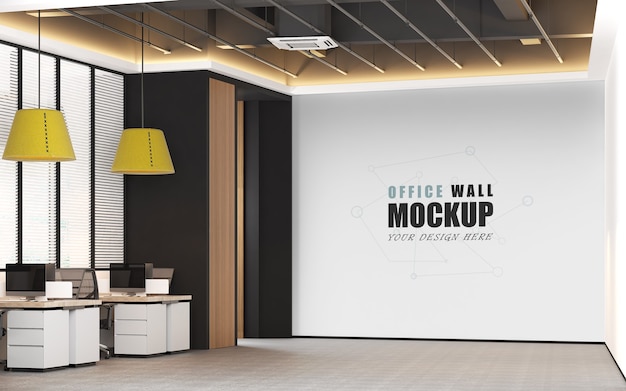 PSD office design in modern colors wall mockup