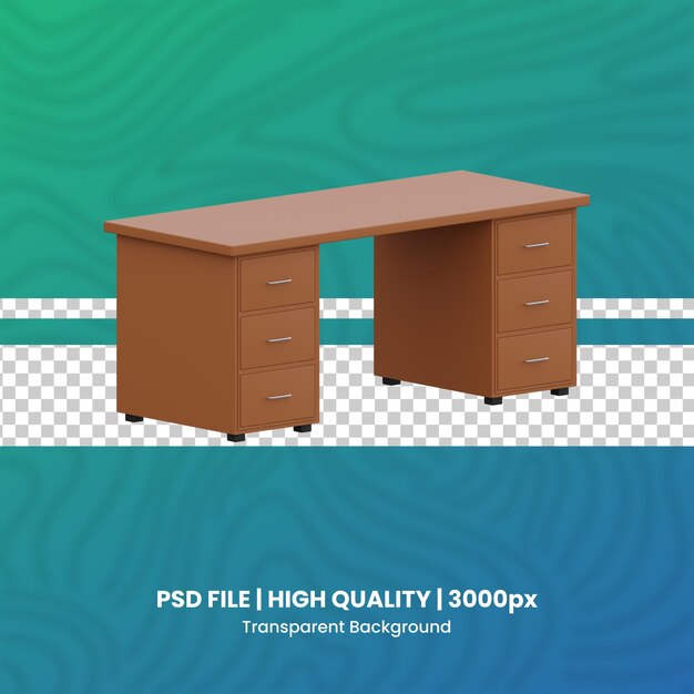 PSD office desk 3d interior 3d render pack psd file transparent background high qualty render