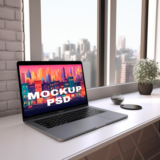 PSD office desk mockup psd with customizable elements for easy editing