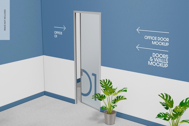 Office door mockup perspectief