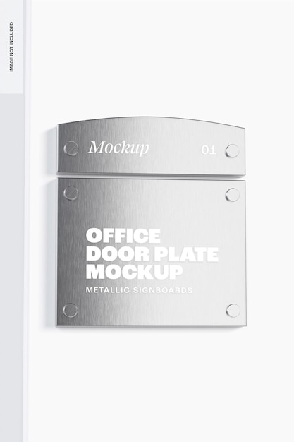 office door plate mockup, front view