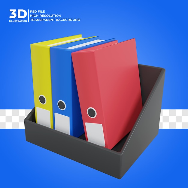 PSD office file folder collection 3d render 3d illustration premium psd