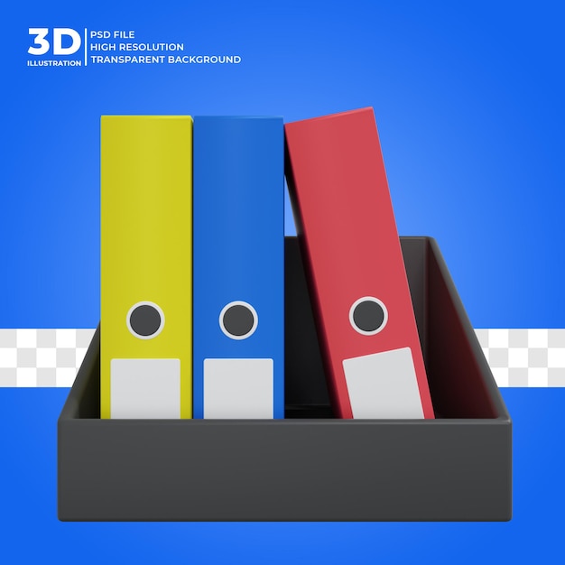 Office 파일 폴더 컬렉션 3d 렌더링 3d 그림 Premium Psd