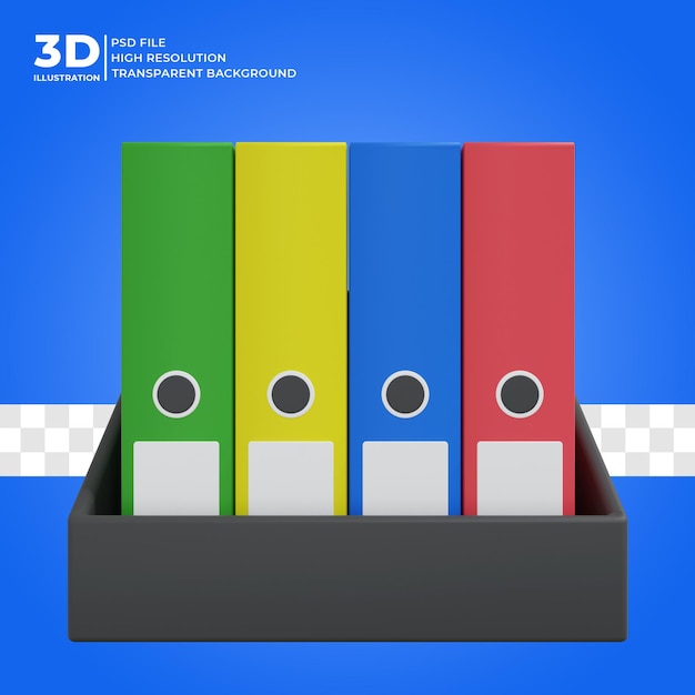 PSD office file folder collection 3d render 3d illustration premium psd