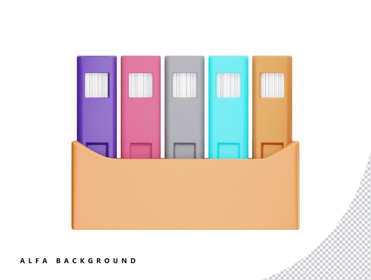 PSD office file with 3d vector icon cartoon minimal style illustration