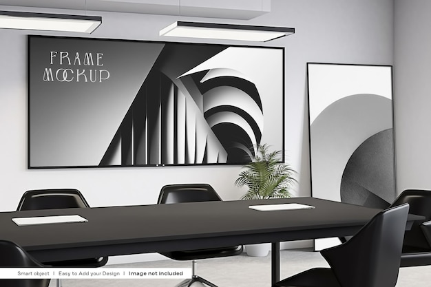 Office frames mockup office poster mockup werkruimte interieur mockup corporate office psd mockup