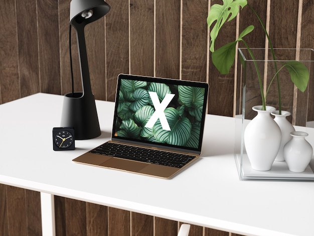 PSD office laptop desk mockup