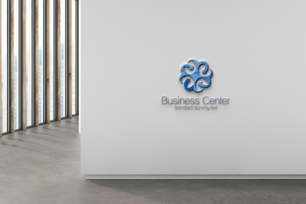 Office logo glass wall sign Mockup PSD