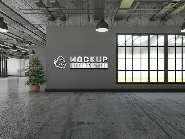 PSD office logo in wall mockup