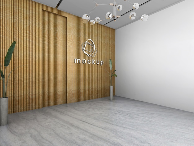 PSD office logo in wall mockup