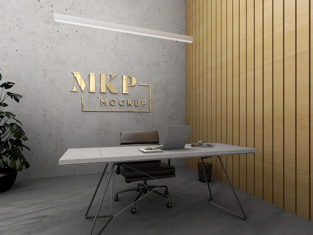 PSD office logo in wall mockup