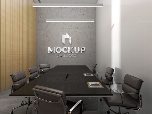 PSD office logo in wall mockup