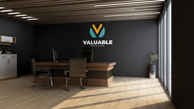 Office manager room for company logo mockup
