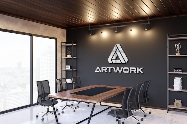 Office meeting room logo mockup