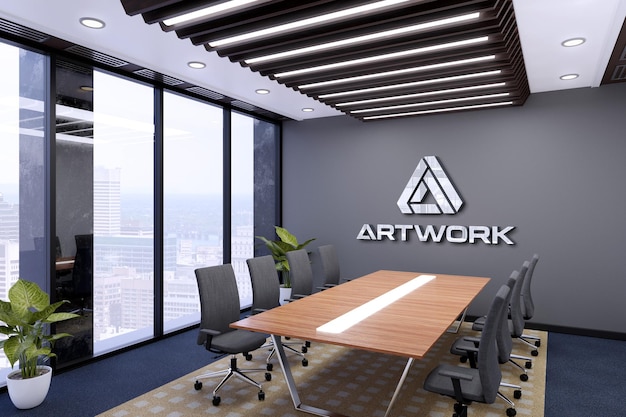 Office Meeting Room Logo Mockup