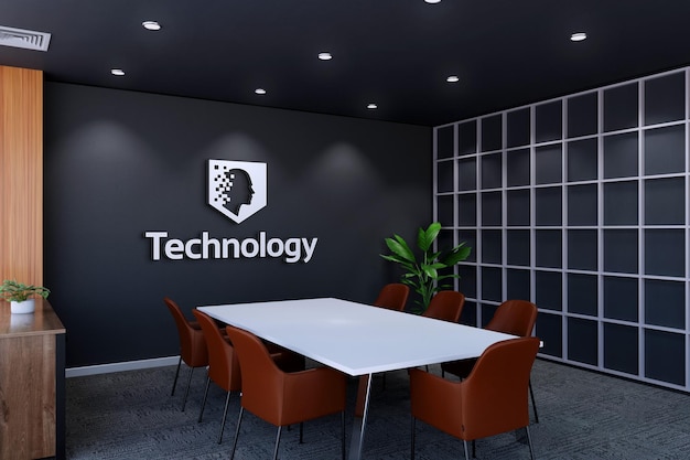 PSD office meeting room logo mockup