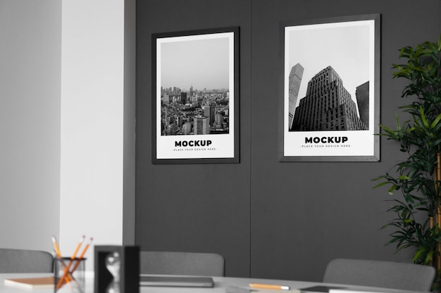 PSD office muur poster mock-up ontwerp