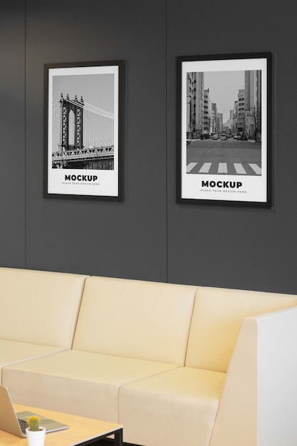 PSD office muur poster mock-up ontwerp