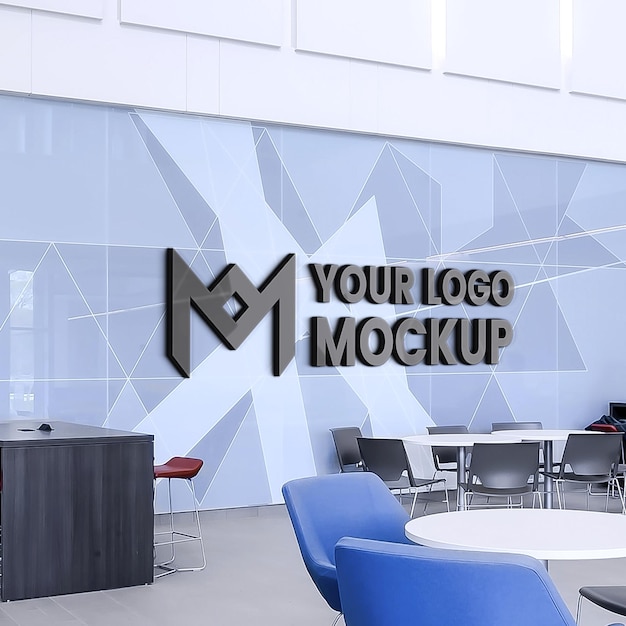 Office receptie 3D-logo mockup