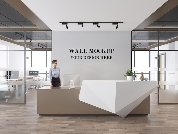 Office reception area wall mockup