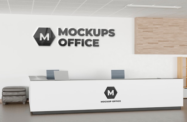 PSD design del mockup della reception dell'ufficio