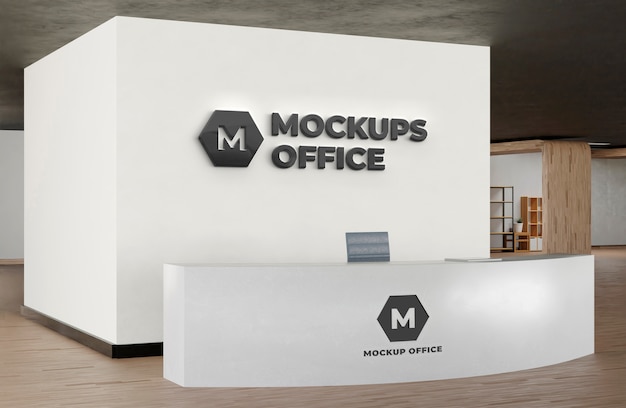 PSD design del mockup della reception dell'ufficio