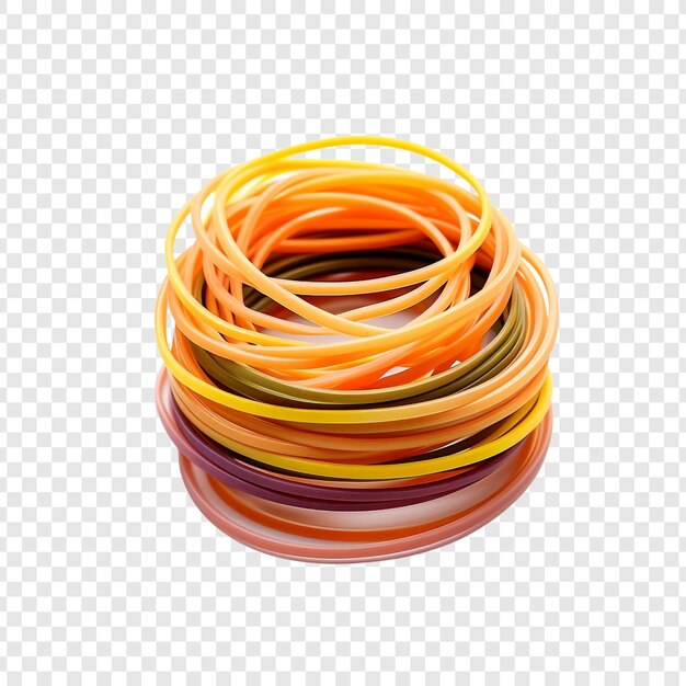 PSD office rubber bands neatly arranged isolated on transparent background