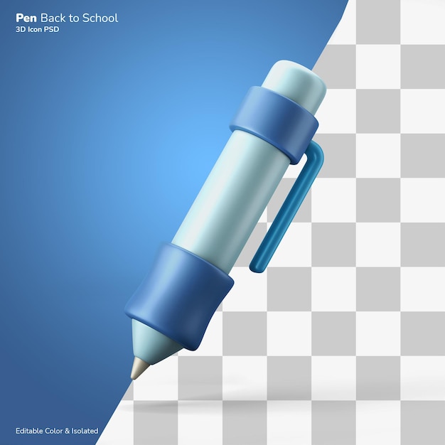 Office school ink pen writing symbol 3d rendering icon editable isolated