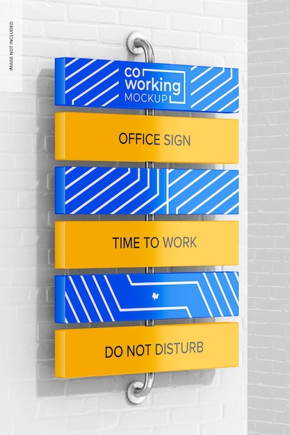 Office sign mockup left view