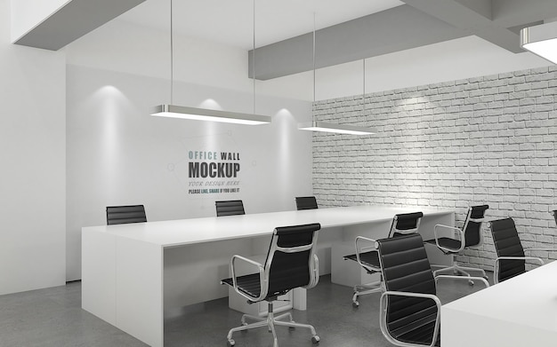 PSD office space designed in modern style wall mockup