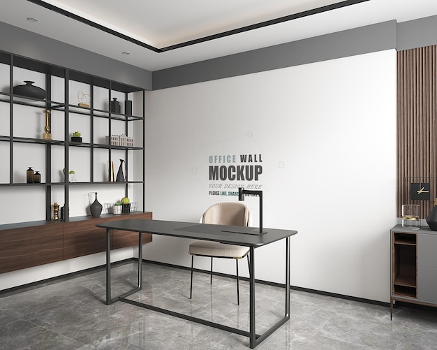 Spazio ufficio progettato con mockup da parete in stile moderno