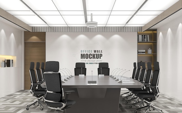 The office space is designed with a modern style Wall mockup