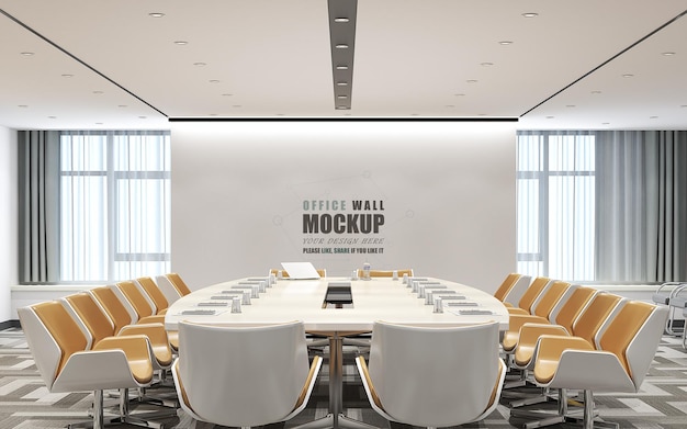 The office space is designed with a modern style Wall mockup