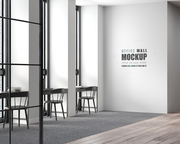 Spazio ufficio con mockup di parete in stile moderno