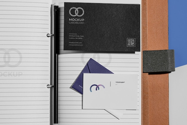 Office stationery mock-up with paper