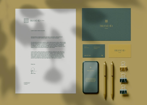 Office stationery set mockup