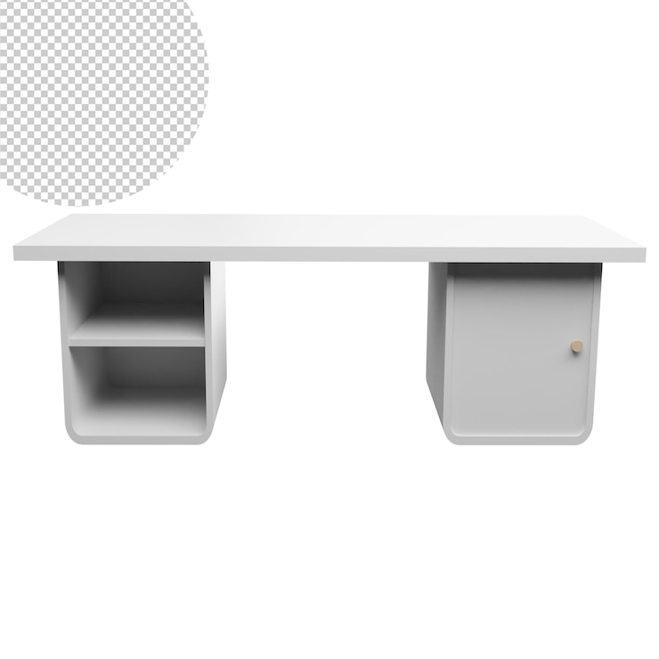 PSD office desk 3d 渲染插图的透明背景是免费的