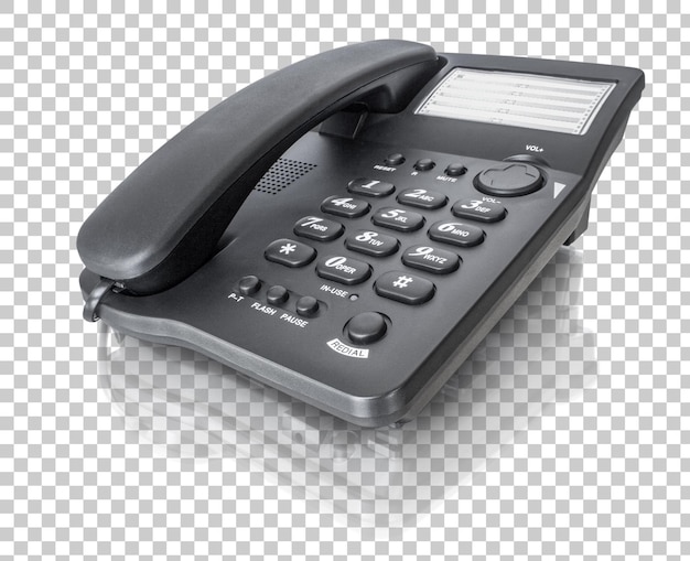 PSD office telephone with reflection contact concept isolated on transparent background