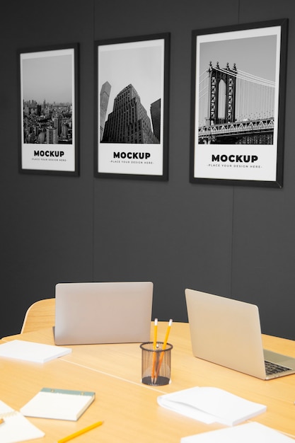 PSD office wall poster mock-up design