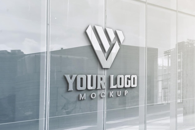 Office window 3d logo mockup