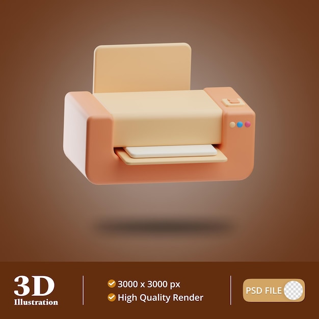 オフィスワークプリンターイラスト3d