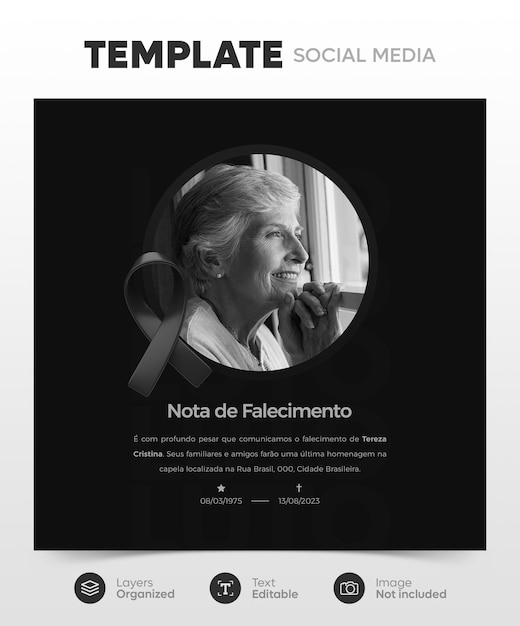 PSD official mourning social media template