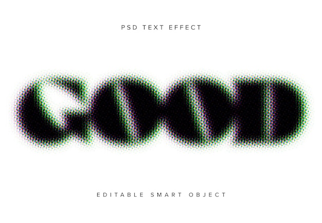 PSD offset halftone texture text effect mockup