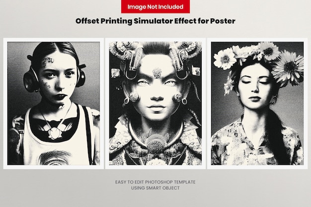 PSD 포스터용 오프셋 인쇄 시뮬레이터 사진 효과