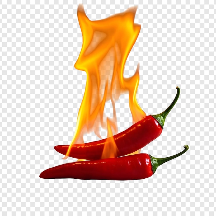 PSD ogniste czerwone papryki chili izolowane na przezroczystym tle