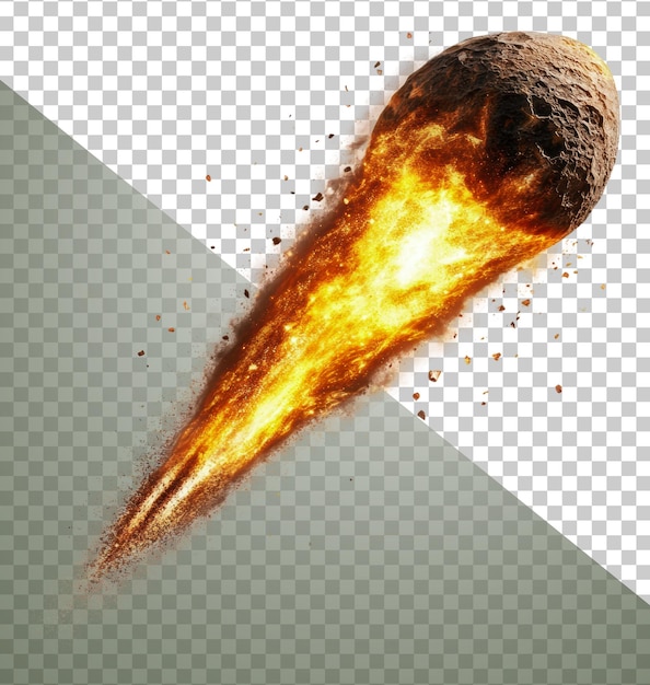 Ogniste pasy meteorytów w zmierzchu wycięte z zapasów png