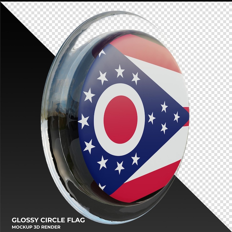 PSD ohio0003 realistic 3d textured glossy circle flag